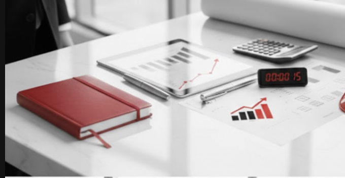 Desk with financial tools